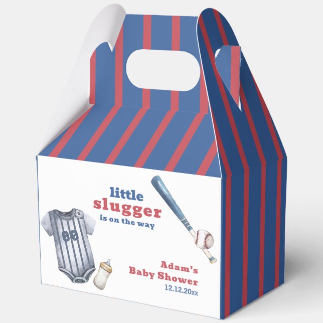 Caja Para Regalos Little Slugger Baseball Shirt Bottle Baby Shower  (Reverso )