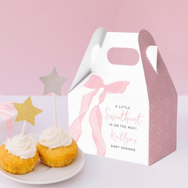 Caja Para Regalos Little Sweetheart Elegant Pink Bow Baby Shower (Subido por el creador)