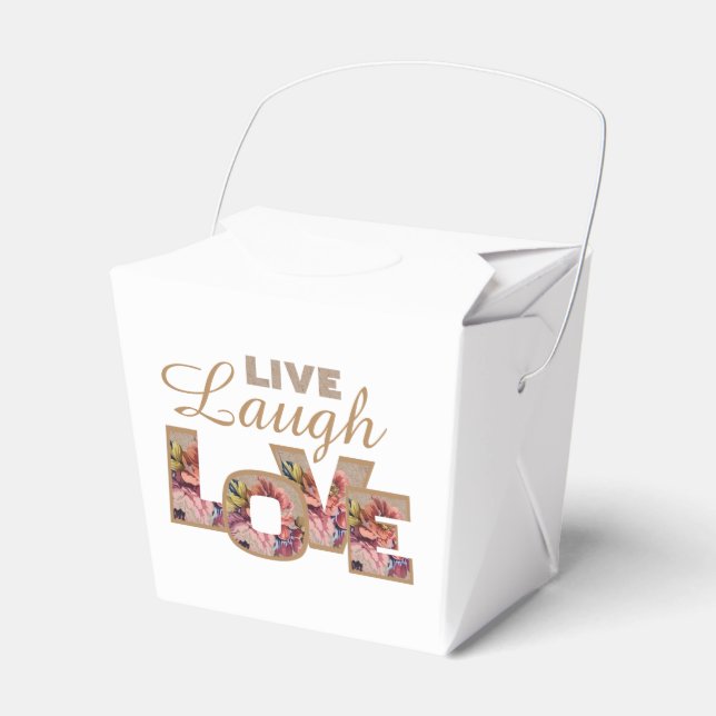 Caja Para Regalos Live, Laugh, Love Rustic Floral Letters (Front Side)