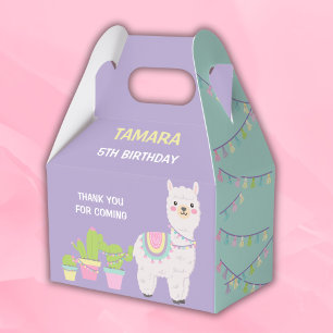 Caja Para Regalos LLAMA FUN Lila y acua Favor Box