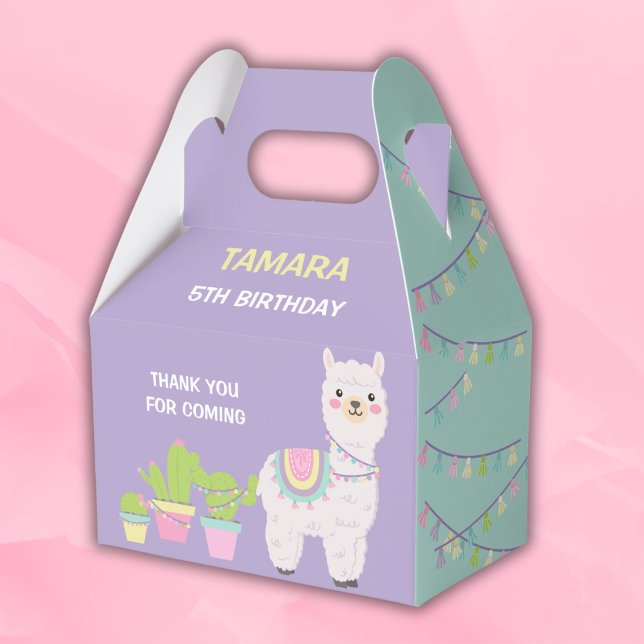 Caja Para Regalos LLAMA FUN Lila y acua Favor Box (Subido por el creador)