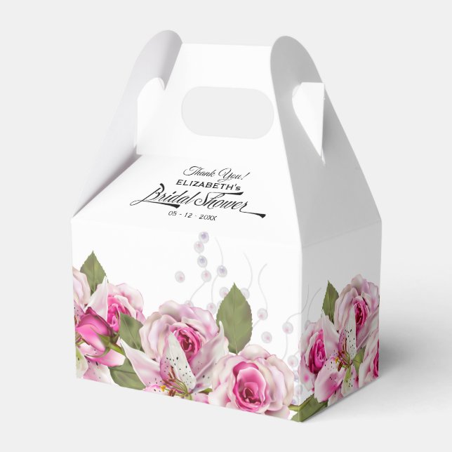 Caja Para Regalos Lluvia de Bebe Rosa y Lirio Rosa (Front Side)
