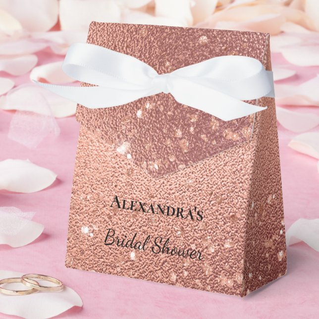 Caja Para Regalos Lluvia de Novia Brillo de Oro Rosa (Boda)