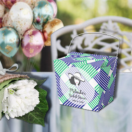 Caja Para Regalos Lluvia de Regalos de Boda Rayas Verdes Marinos Par