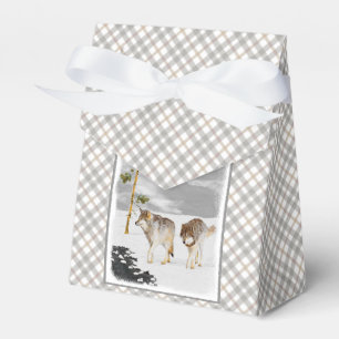 Caja Para Regalos Lobos en pintura de nieve - Arte de vida salvaje o