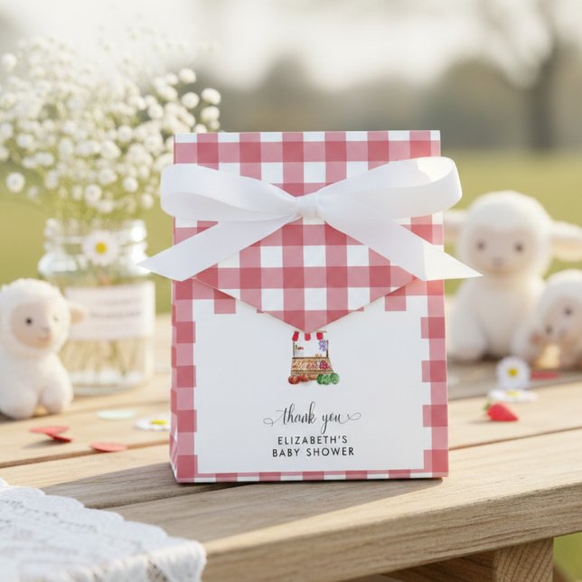 Caja Para Regalos Locally Grown Baby Shower Red Gingham Thank you (Subido por el creador)