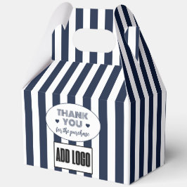 Caja Para Regalos Logotipo comercial de franjas blancas azules de la