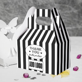 Caja Para Regalos Logotipo comercial minimalista de franjas blancas 