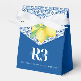 Caja Para Regalos Logotipo de azulejo mediterráneo de limones en acu