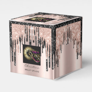 Caja Para Regalos Logotipo de embalaje Rosa Perforaciones de belleza