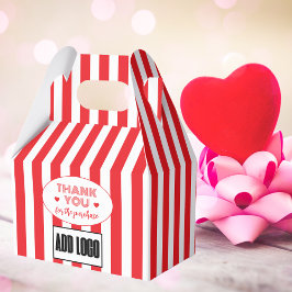 Caja Para Regalos Logotipo de negocios de franjas blancas rojas Mini