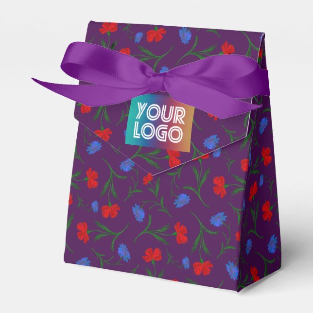 Caja Para Regalos Logotipo personalizado Rojo Azul berenjena Impresi (Front Side)