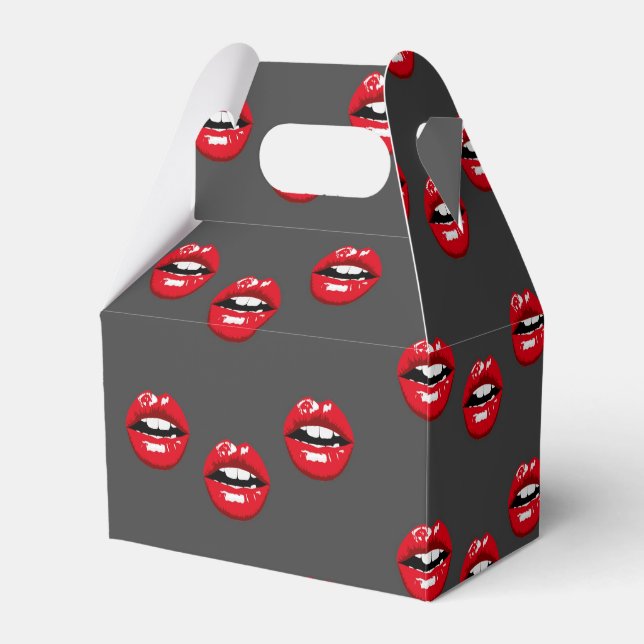 Caja Para Regalos Los labios rojos brillantes en gris (Front Side)