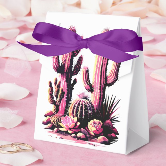 Caja Para Regalos Lote de Cactus Rosas (Boda)
