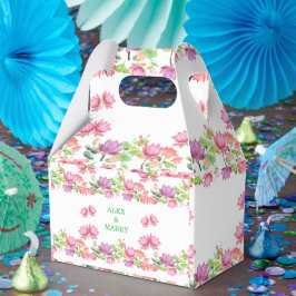Caja Para Regalos Loto floral elegante de acuarela rosa