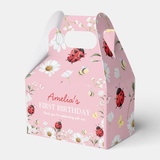 Caja Para Regalos Love Bug Daisy Floral Birthday Party (Front Side)