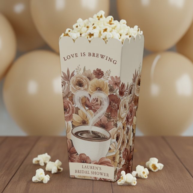 Caja Para Regalos Love is Brewing Brown Floral Coffee Heart Bridal (Subido por el creador)