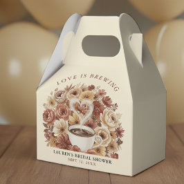 Caja Para Regalos Love is Brewing Brown Floral Coffee Heart Bridal