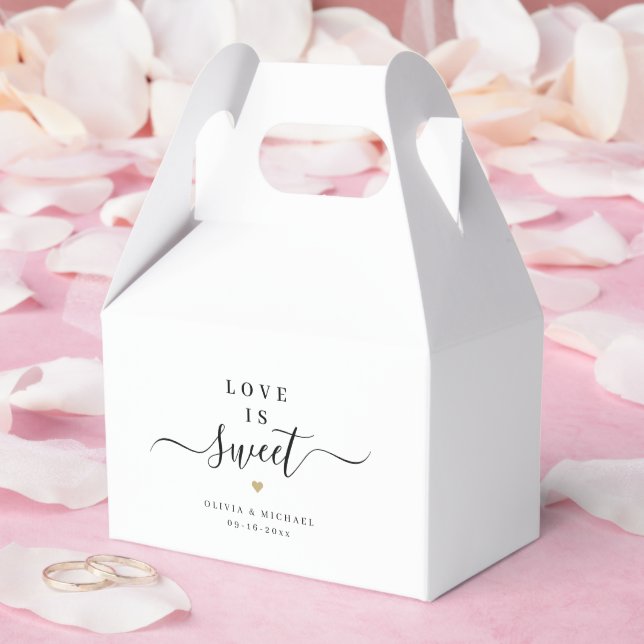 Caja Para Regalos Love is sweet simple elegant script wedding (Boda)