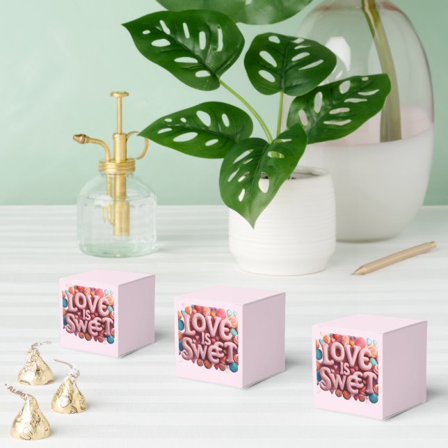 Caja Para Regalos Love Is Sweet Valentine Wedding Typography (Múltiple)