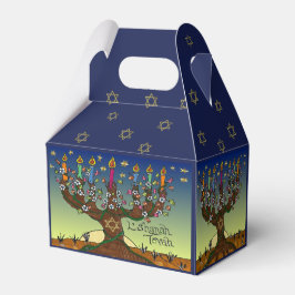 Caja Para Regalos L'shanah Tovah Árbol De La Vida Menorah Favor Box
