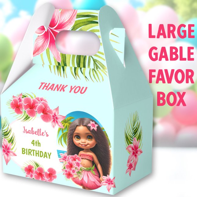 Caja Para Regalos Luau Summer Birday Tropical Beach Chica Grande (Luau Tropical Large Gable Favor Boxes - You can choose from 3 sizes of these gable favor boxes)