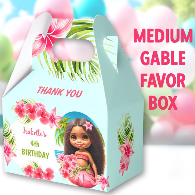 Caja Para Regalos Luau Summer Birday Tropical Beach Chica Medium (Luau Tropical Medium Gable Favor Boxes - You can choose from 3 sizes of these gable favor boxes)