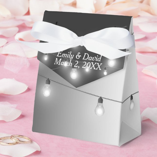 Caja Para Regalos Luces de Boda Gradiente Negro y Blanco (Boda)