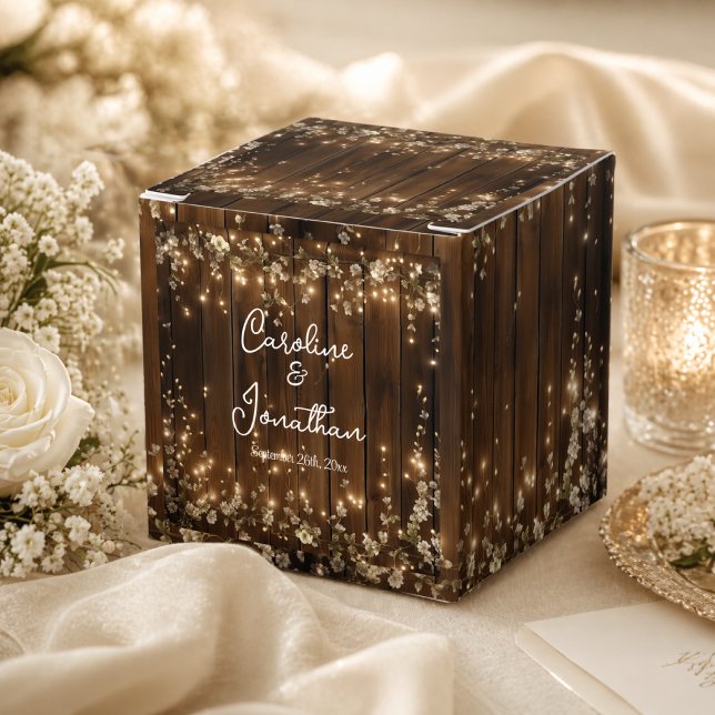 Caja Para Regalos Luces de Cadena Florales Blancas Rústicas de Mader (Subido por el creador)