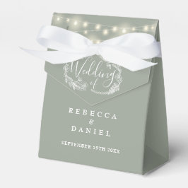 Caja Para Regalos Luces de Cuerda Verde Salvia Floral Boda