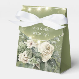 Caja Para Regalos Luces de peonía blancas y verdes para boda