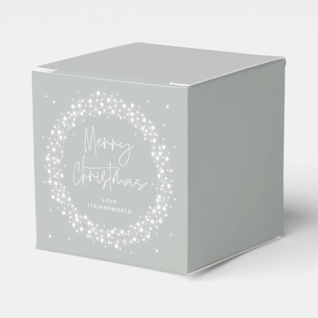 Caja Para Regalos Luces esparcantes de navidad gris-verde (Costado Anverso)