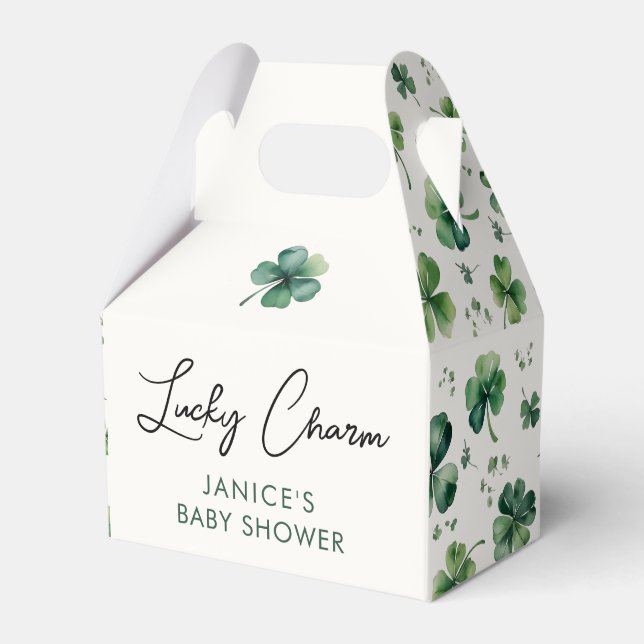 Caja Para Regalos Lucky Charm Green Shamrock Baby Shower (Front Side)