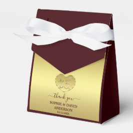 Caja Para Regalos Lujo Bodas Aniversario Burgundy Dorado Profundo 