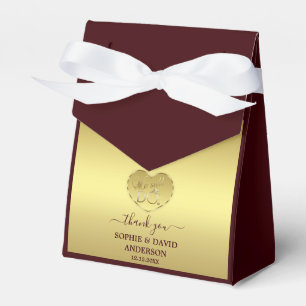 Caja Para Regalos Lujo Bodas Aniversario Burgundy Dorado Profundo 