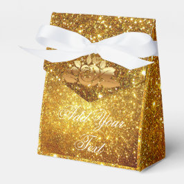 Caja Para Regalos Lujo Brillo Dorado Monograma Popular