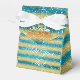 Caja Para Regalos Lujo Monograma Popular Azul Dorado Brillo