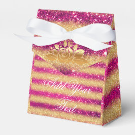 Caja Para Regalos Lujo Monograma Popular Rosa Dorado Brillante