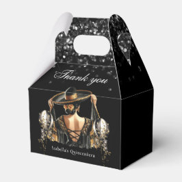 Caja Para Regalos Lujo Negro Oro Estilo Mexicano Quinceañera