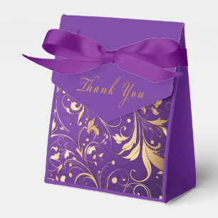 Caja Para Regalos Lujoso patrón de damasco real en púrpura y dorado