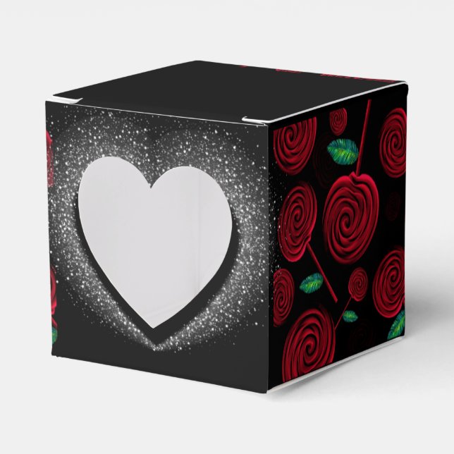 Caja Para Regalos lujoso rojo y negro para celebración (Anverso)