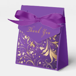 Caja Para Regalos Lujoso Royal Purple y Gold Damask Patterned