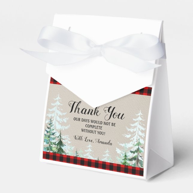 Caja Para Regalos Lumberjack Red Plaid Baby Shower Favorito Box (Front Side)
