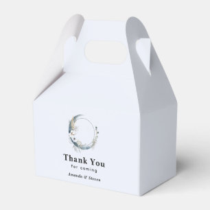 Caja Para Regalos Luna de la Media Luna Azul con Boda de flores blan