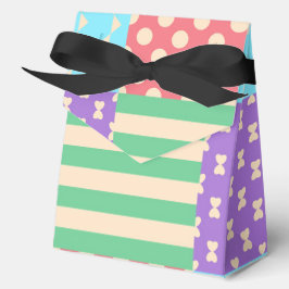 Caja Para Regalos Lunares de lazo a cuadros geométricos pastel