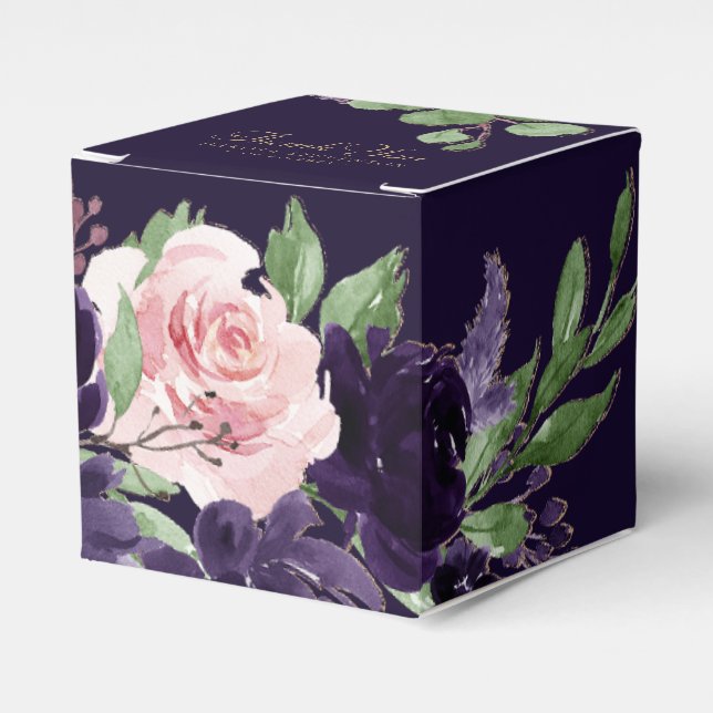 Caja Para Regalos Lush Blossom | Morado oscuro y rosa rosa morado (Costado Anverso)