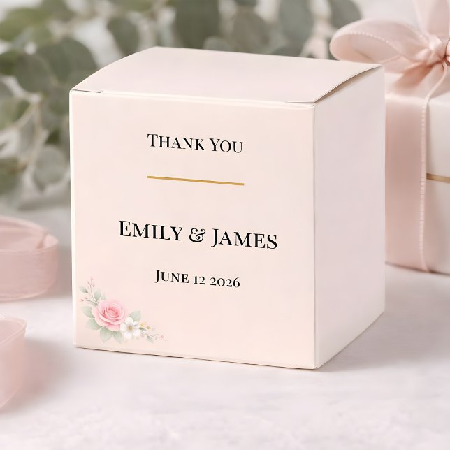 Caja Para Regalos Luxury Blush Wedding  (Luxury blush wedding favor box with floral design)