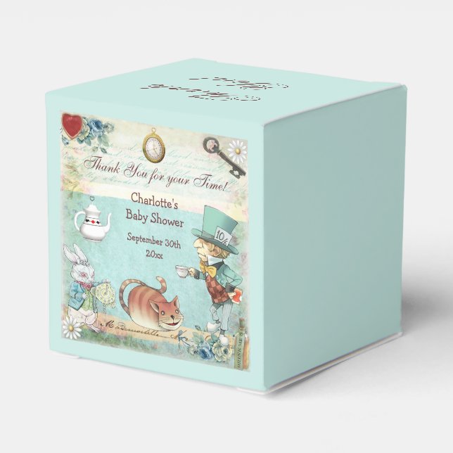 Caja Para Regalos Mad Hatter Baby Shower Gracias (Reverso Costado)