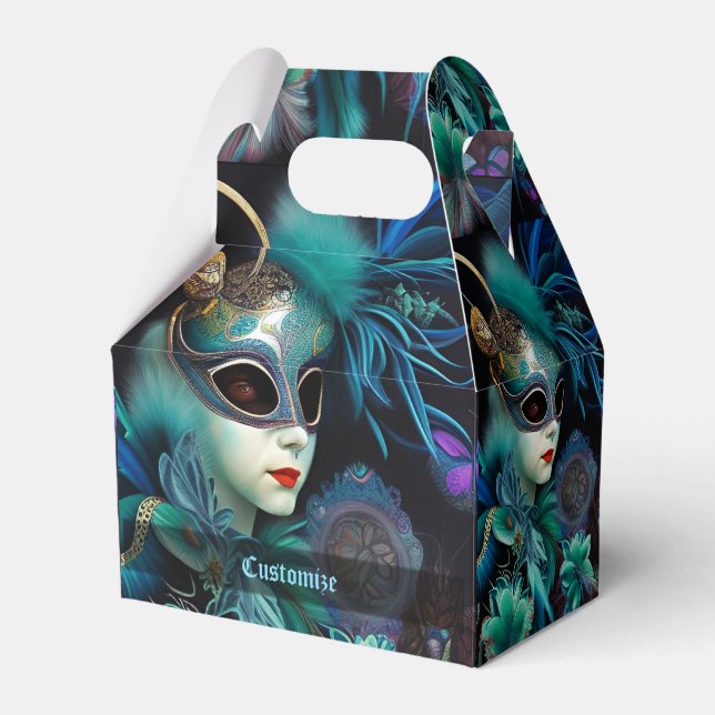 Caja Para Regalos Madame Masquerade Verde azulada Gable (Front Side)