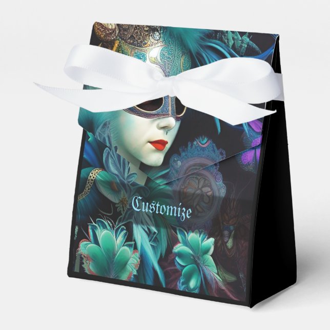 Caja Para Regalos Madame Masquerade Verde azulada tienda (Front Side)